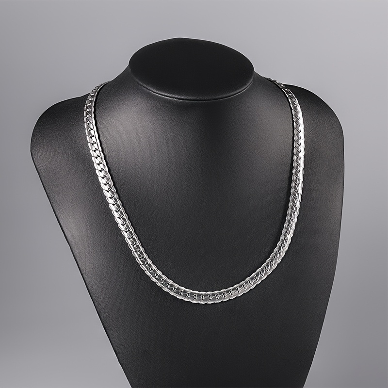 Men's Silvery Stainless Steel Necklace Embossed Design