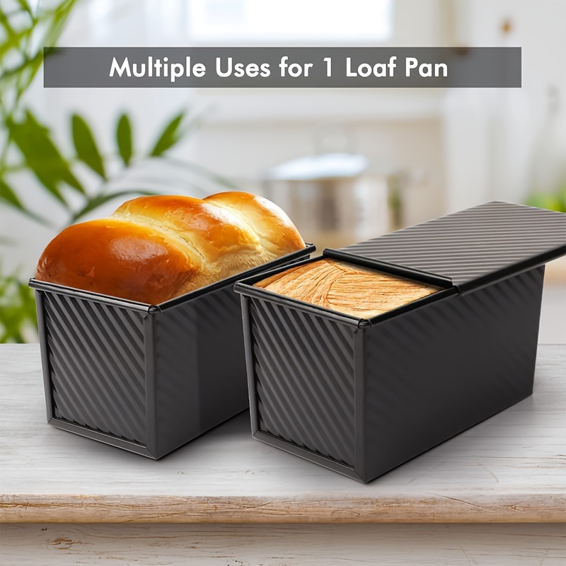 

1pc, Loaf Pan With Lid (8.2''x4.7''x4.4''), Non-stick Baking Bread Pan, Toast Making Tool, Non-stick Bakeware, Oven Accessories, Baking Tools, Kitchen Accessories