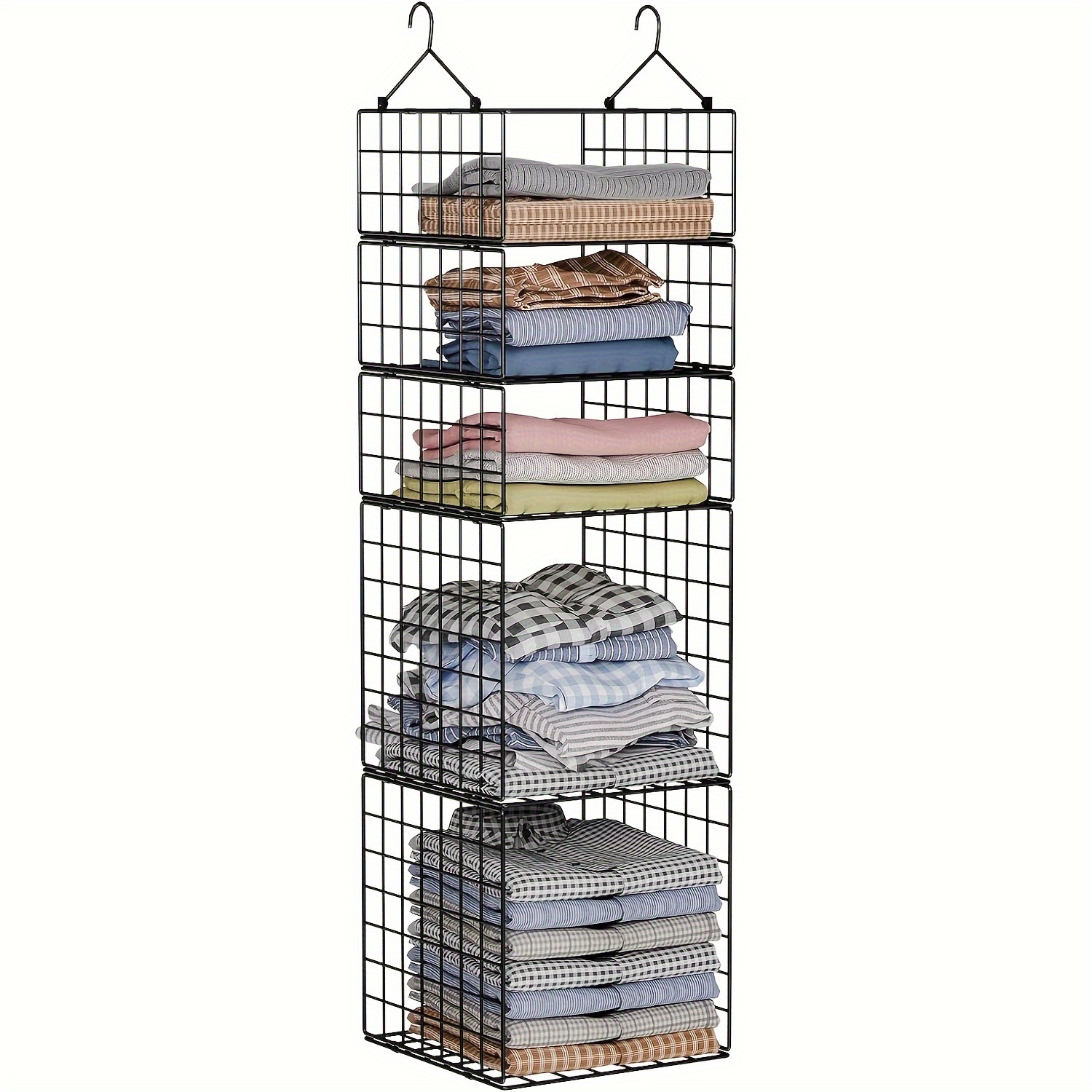 

1pc Hanging Closet Organizer And Storage 5 Tier Closet Hanging Shelves For Handbags & Adjustable Collapsible Hanging Clothes Sweaters Closet Organizer Metal Shelves For Bedroom Cabinet