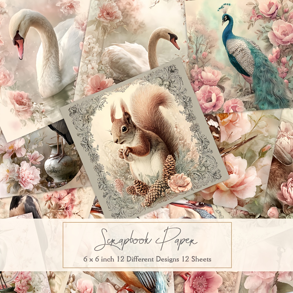 TEMU Een set van 12 vellen 6x6 inch scrapbookpapier, perfect voor dagboek scrapbooking, album achtergronden, knutselen, kaartcreatie en journaling,