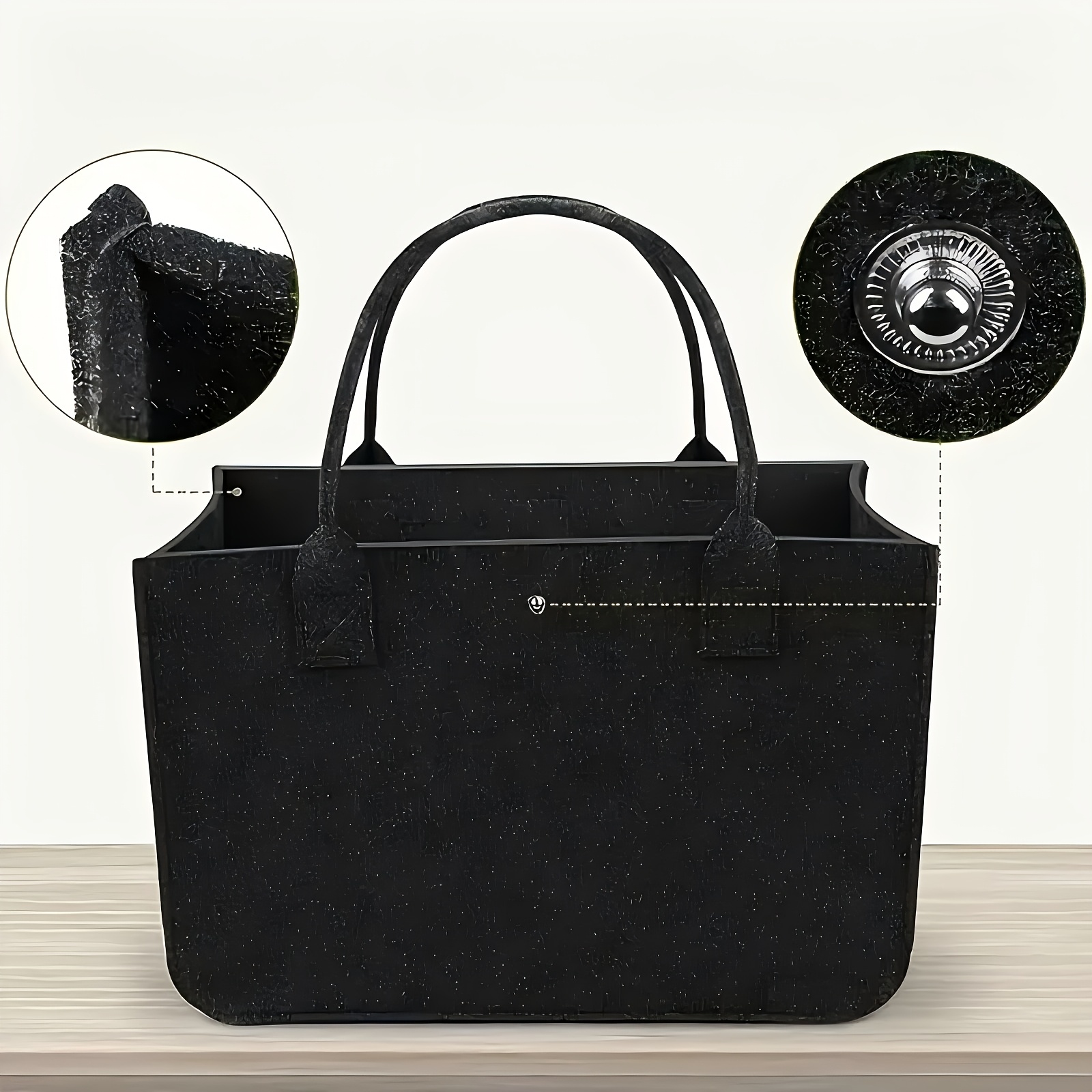 TEMU Premium Felt Tote Bag | Large Capacity Handbag For Shopping, Grocery, And Storage | Reusable And Durable