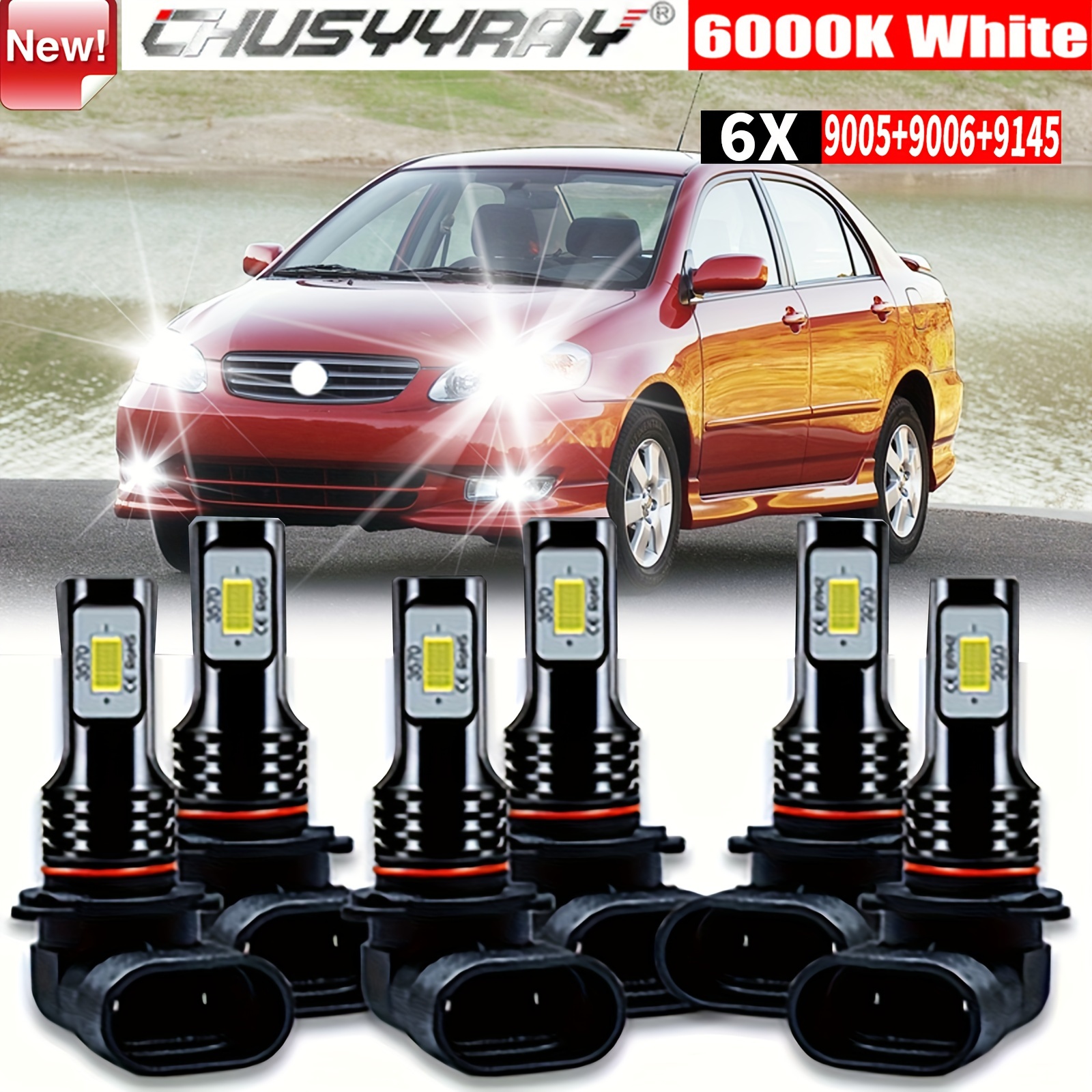 

Led Headlight High/low + Fog Light Bulbs For Toyota Corolla 2005 2006 2007 2008