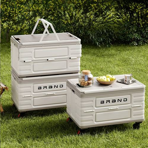 collapsible storage bins box with lids and handle 30l portable plastic storage crate containers stackable foldable camping basket supplies for camp fishing car rv
