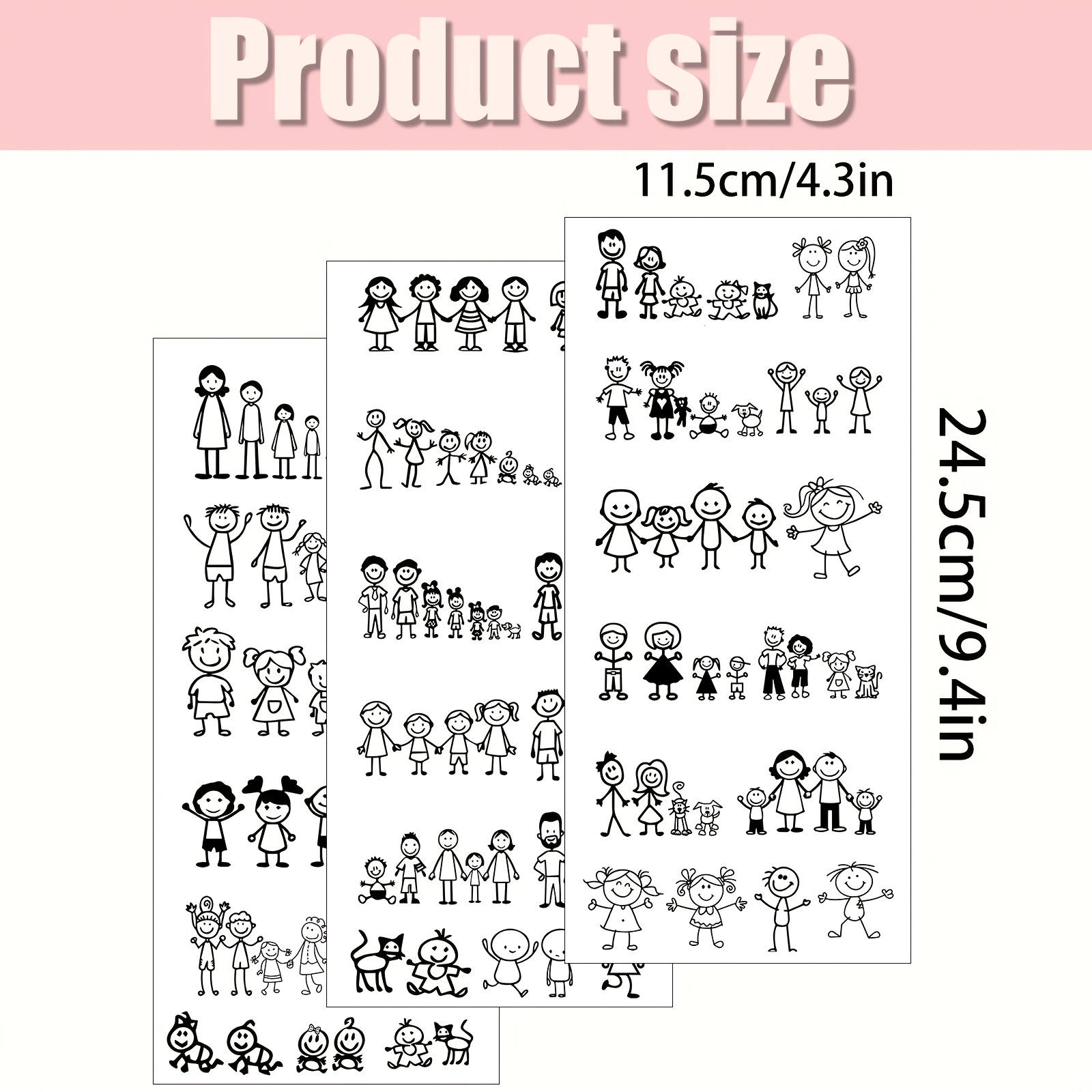 Image of 40pcs Cute Simple Doodle Character Uv Dtf Stickers, Suitable For Glass Cups, Mugs, Notebooks, Etc., Decorative Vibe, Birthday Theme, Family Theme, Diy Crafts