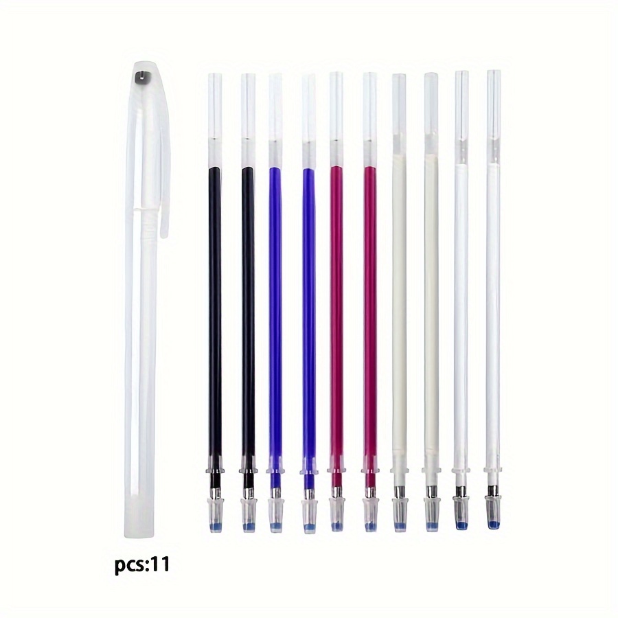 TEMU 11pcs Heat Erasable Pens, 1 Fabric Marking Pen With 10 Refills For Quilting, Sewing, Dressmaking, Fabrics, Chalk Pencils, And Chalk Pens