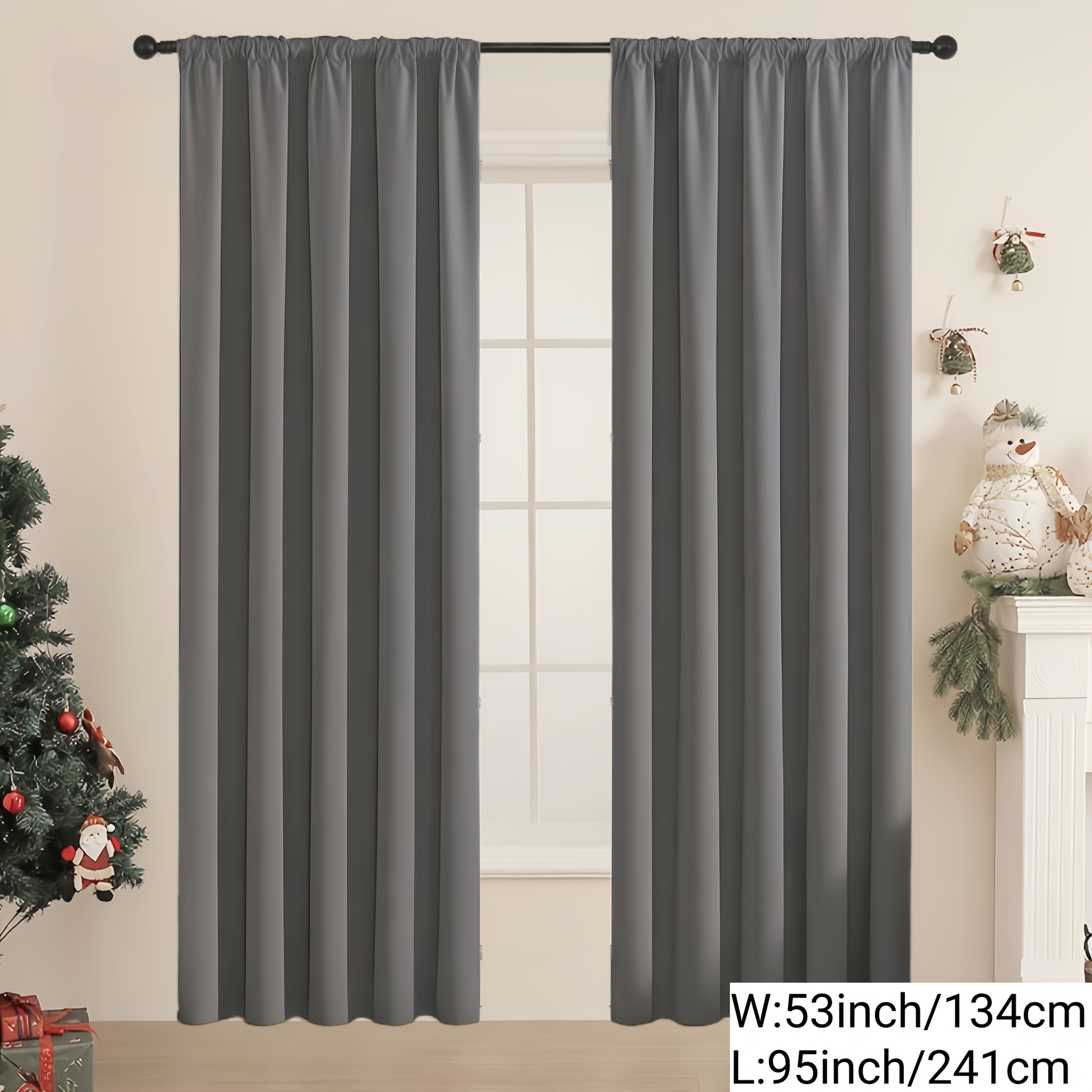 E-shop 2er-Set, 100% Verdunkelungsvorhänge für das Schlafzimmer, aus Polyester mit beschichtetem Material, Aufhängung mit Stangentasche, Sonnenschutz &