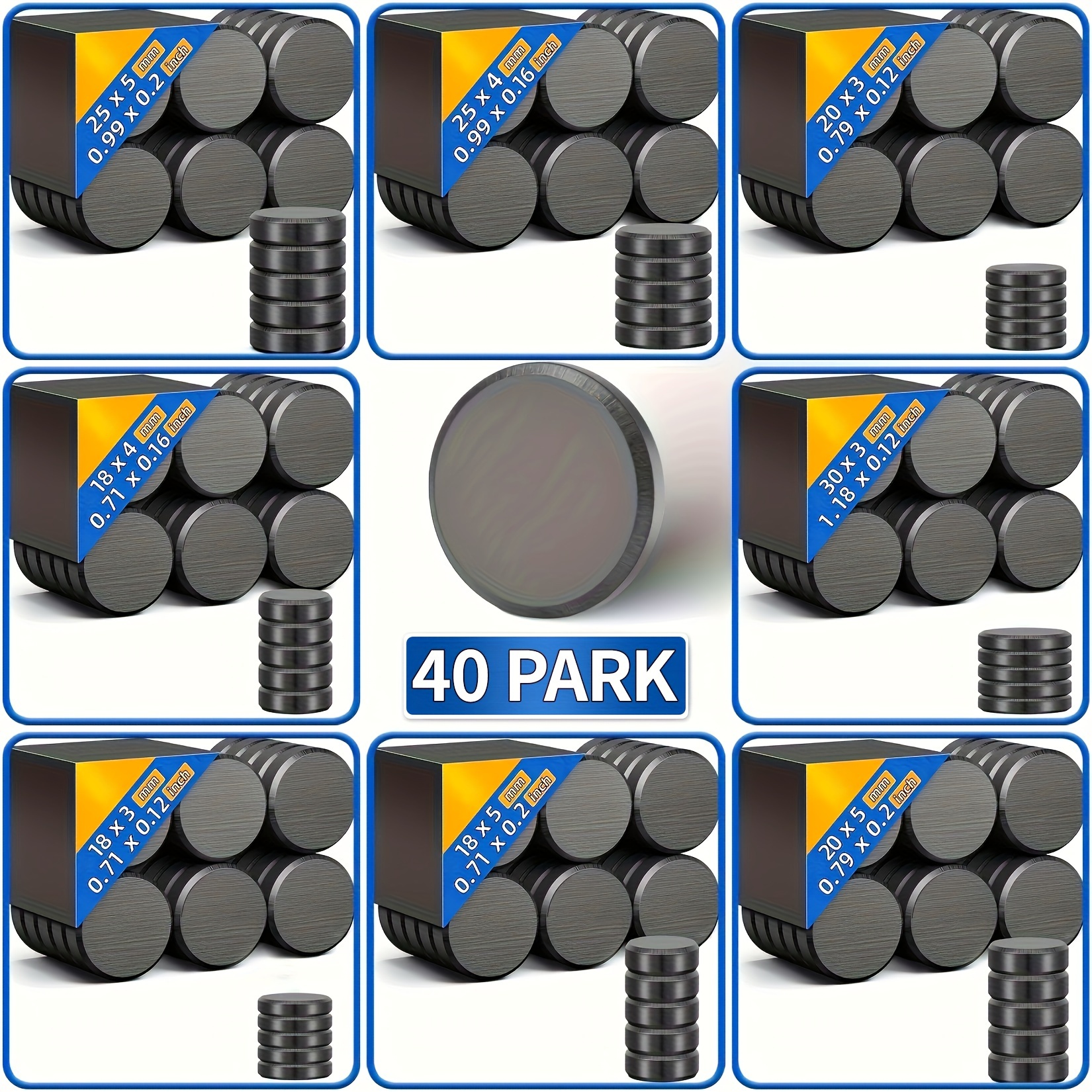 

40pcs Black Industrial Magnets, Strong Round Magnets For Button Magnets -0.7*0.12inch(18*3mm)