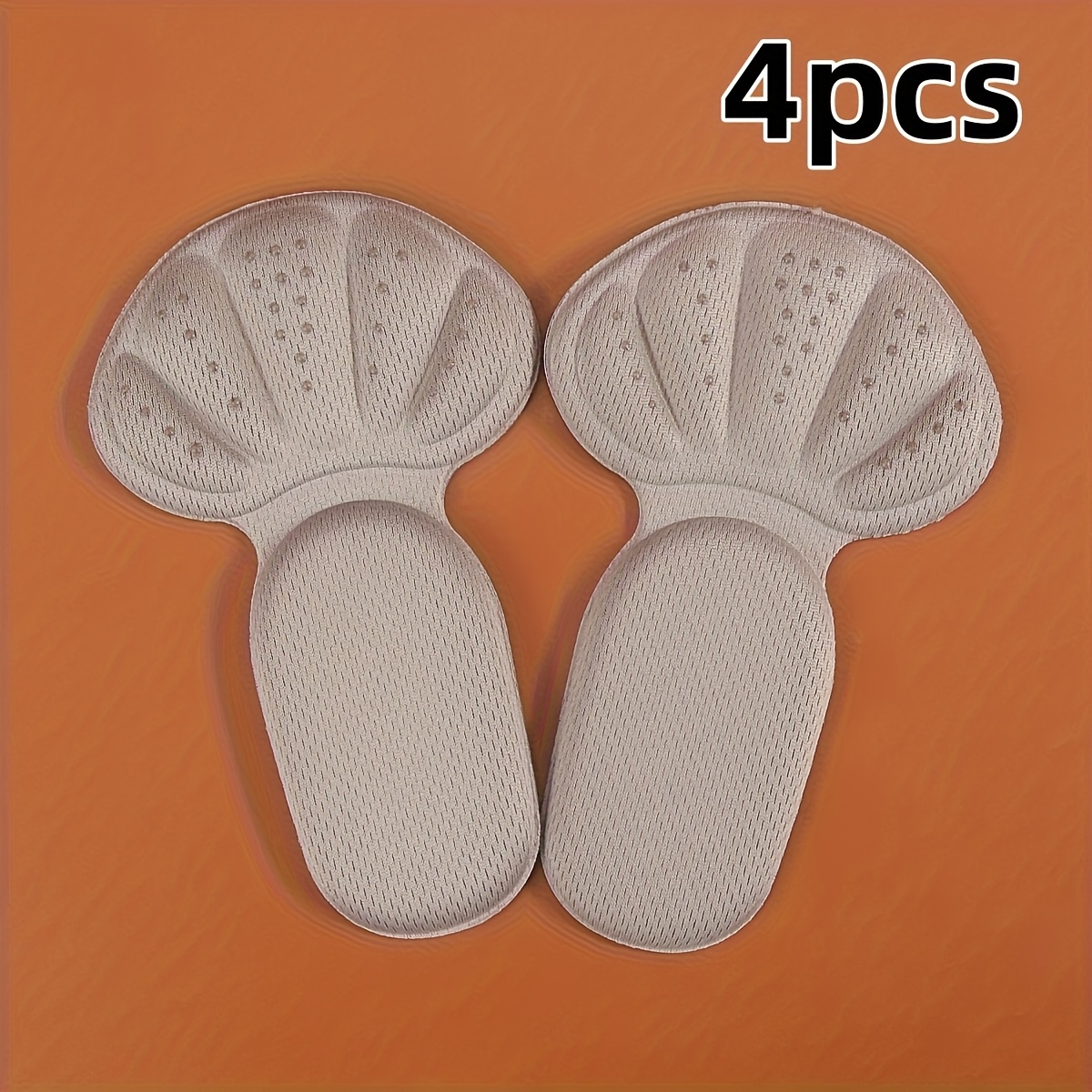 TEMU 4pcs Non-slip Heel Pads, Shock-absorbing And Wear-resistant, Soft And Breathable Cuttable Heel Pads, Self-adhesive Heel Protectors, Heel Inserts