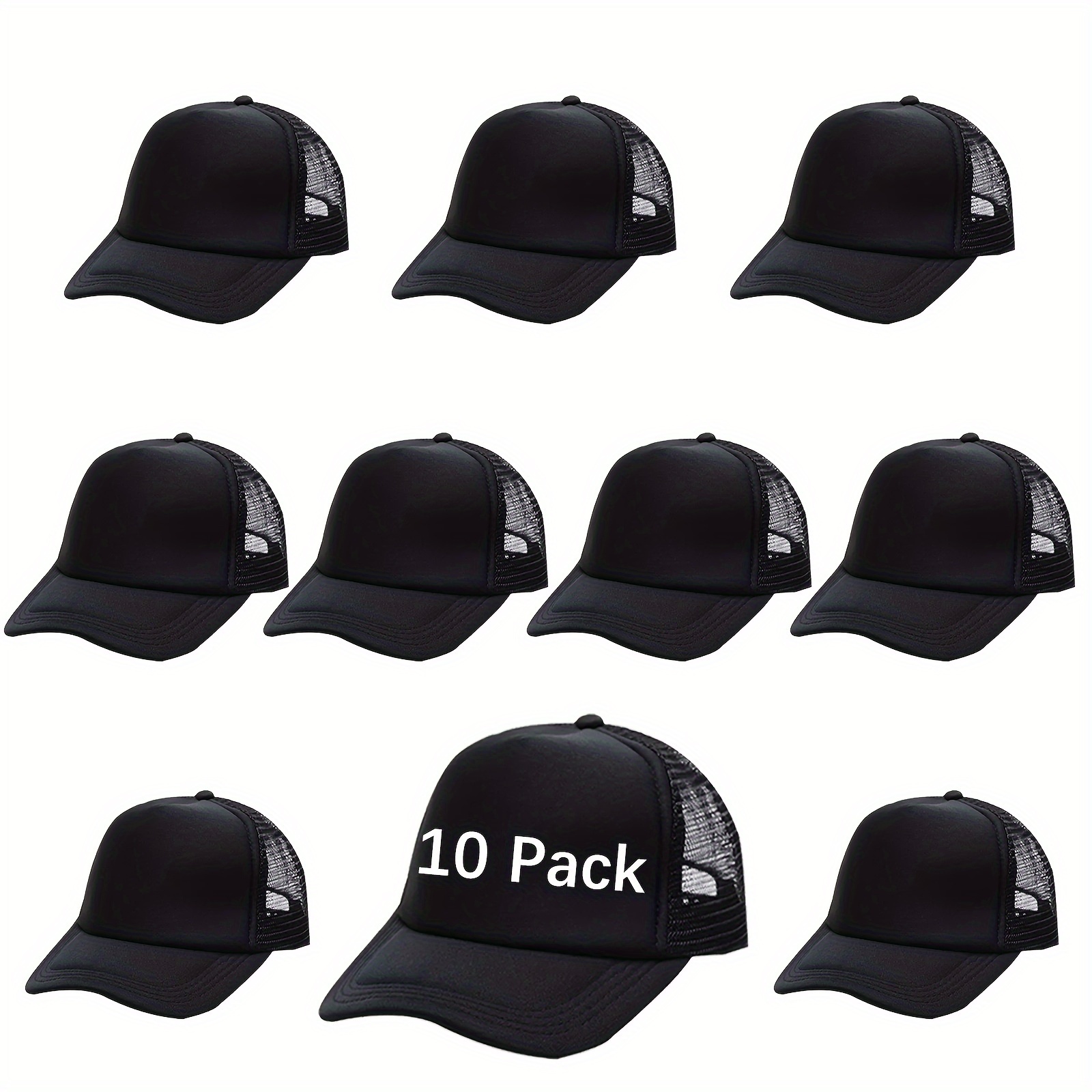 

10pcs Blank Baseball Caps, Polyester Mesh Trucker Hats