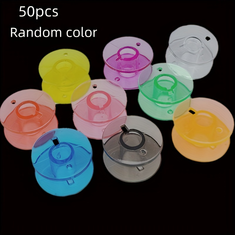 50pcs Plastic Sewing Machine Bobbins – Transparent, Multi-functional, Compatible With Domestic Sewing And Embroidery Machines, Mixed Color Pack