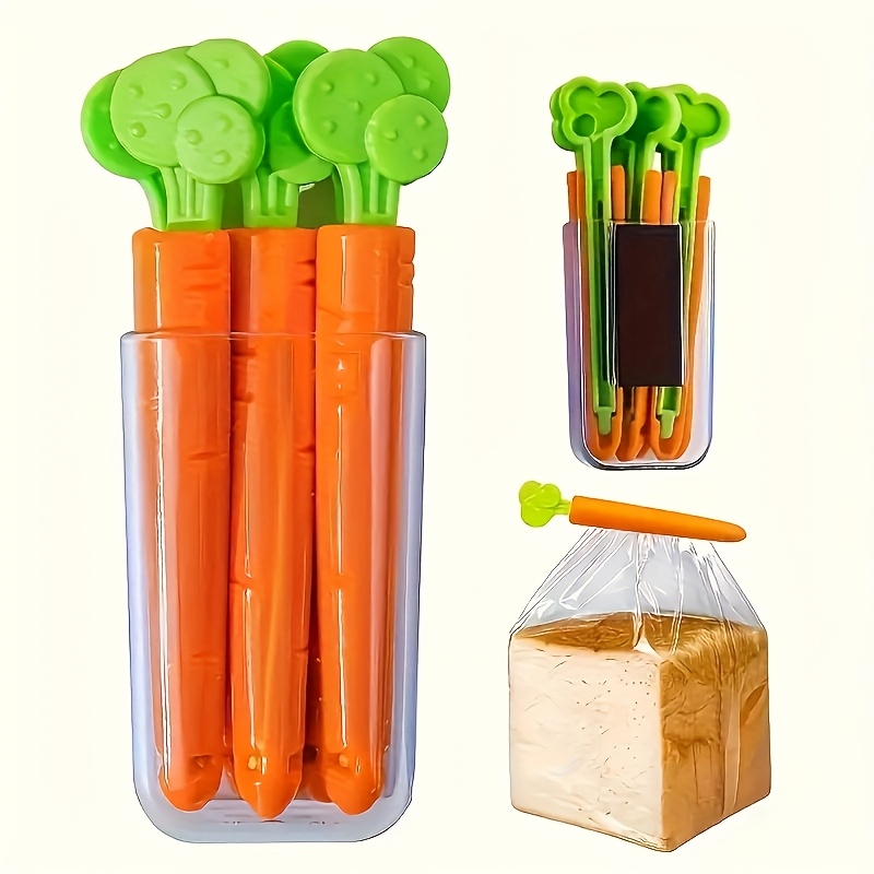 12pcs magnetic carrot shaped plastic clips non food contact sealed refrigerator pantry clips suitable for plastic bags snack packs kitchen organizing accessories Product details 5