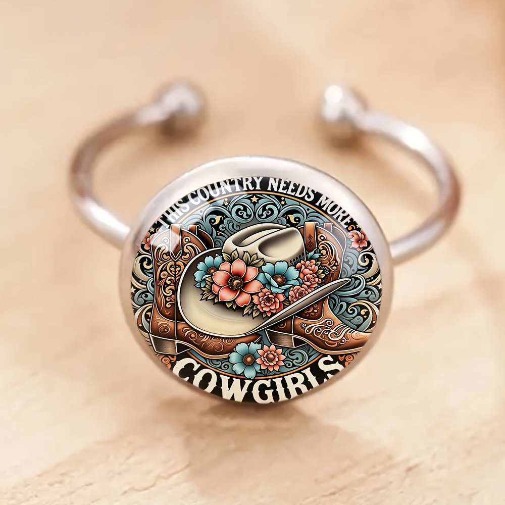 TEMU Western Cowboy Floral Hat Pattern Steel Ring, A Simple And Exquisite Ring Suitable For Daily Wear And Holiday Gifting
