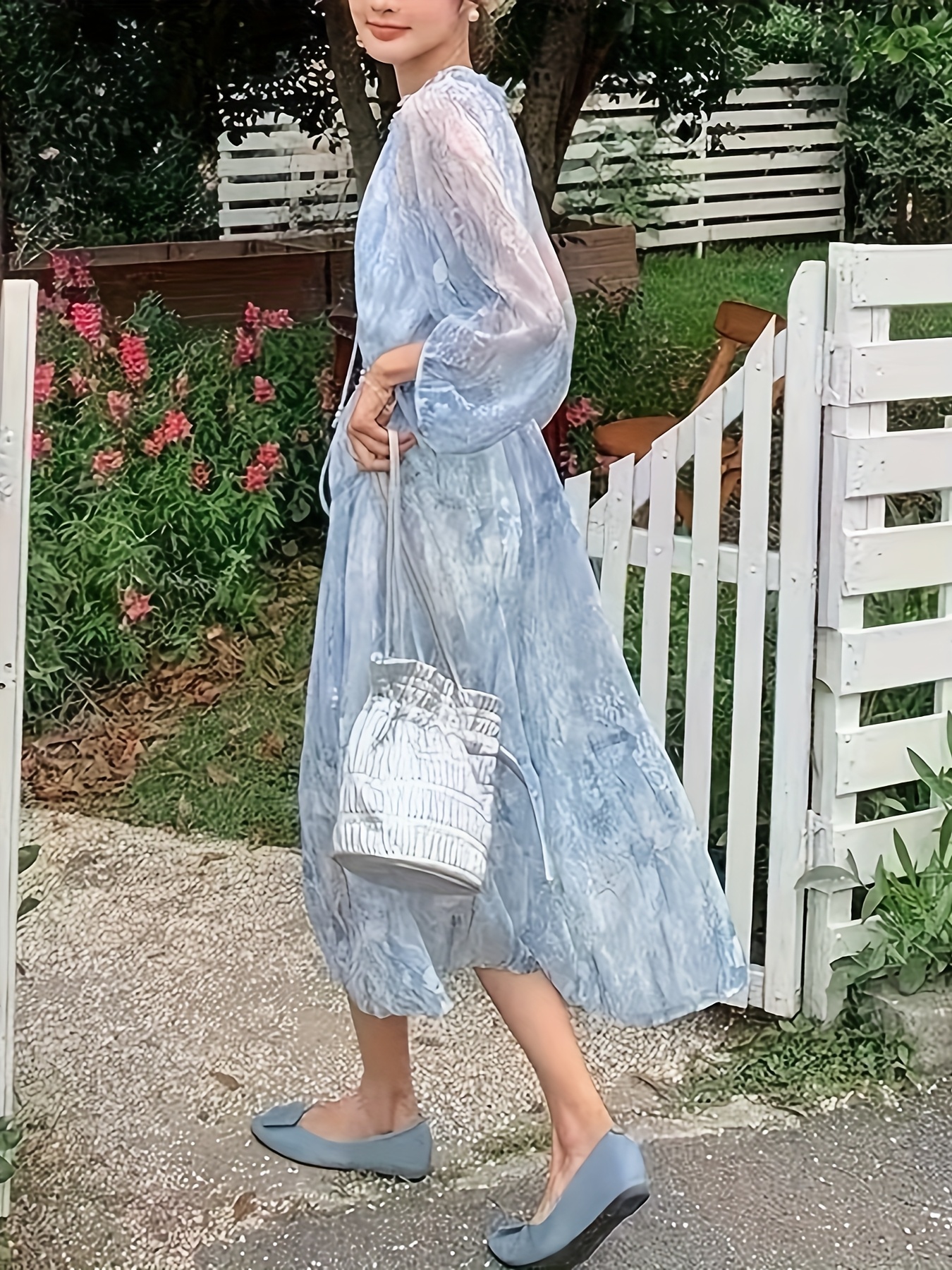 french floral dress spring long sleeved long fairy dress