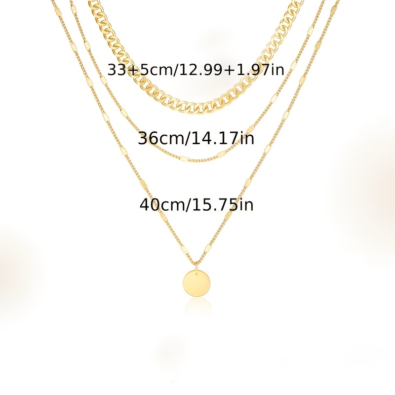 Multi-Layer Geometric Pendant Stacked Necklace, Daily Wear