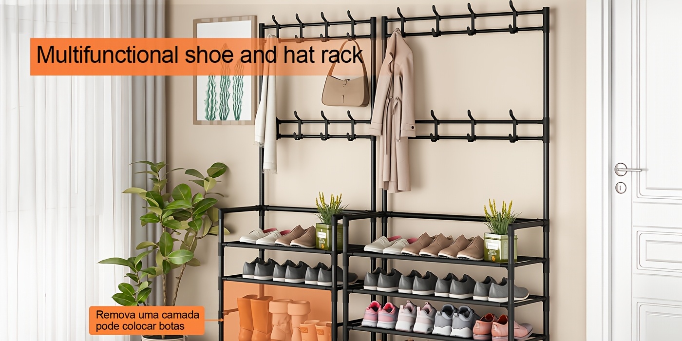 4-5 Tier Shoe Rack - Space-Saving, Easy Assembly, Durable Design for Entryway And Bedroom, Minimalist Style, Efficient Sneaker Storage, Shoe Storage Solution | Modern Shoe Rack | Durable Construction, Dorm Entrance Storage Rack for Shoes And Hats