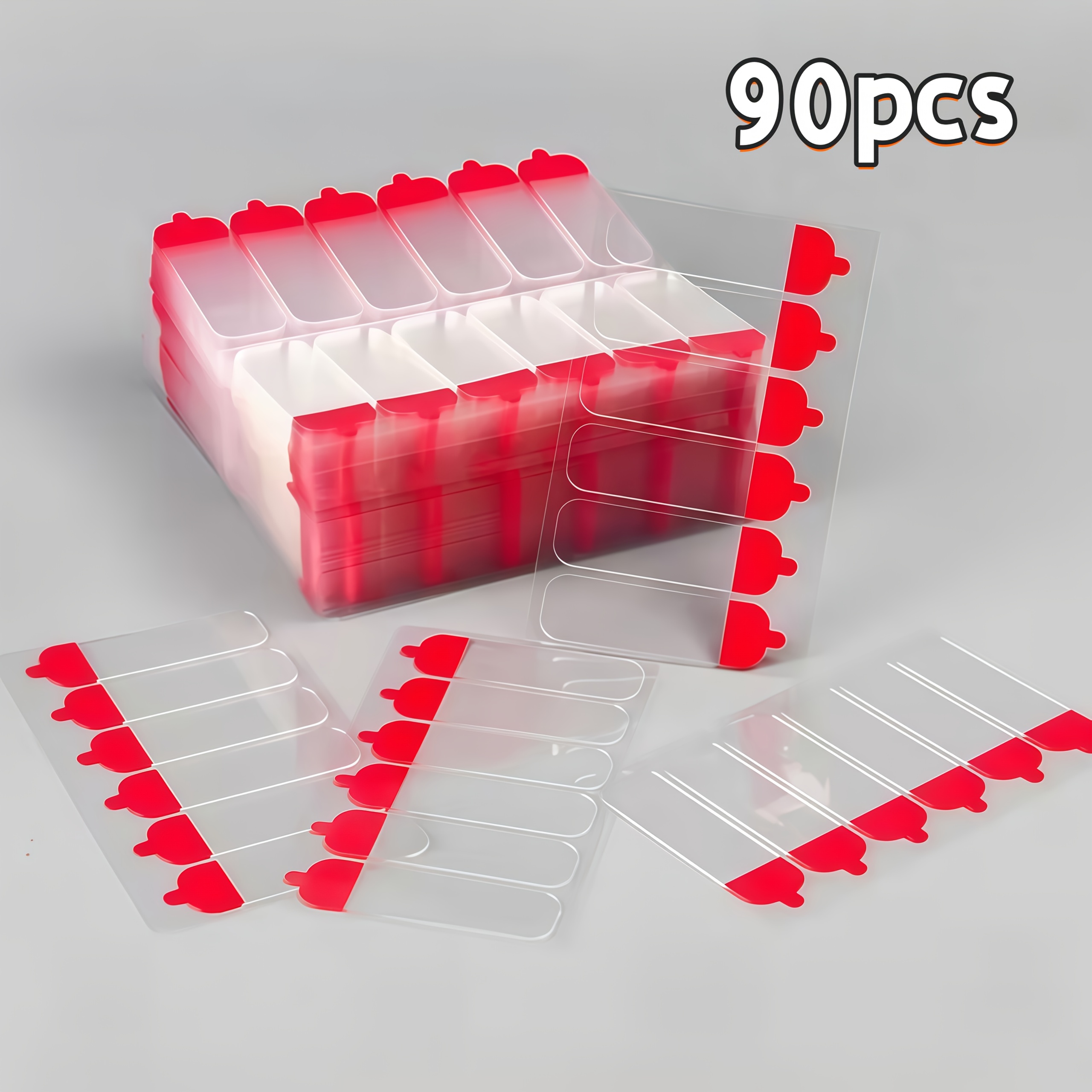 TEMU 90pcs Transparent Removable Strong Double-sided Tape - Plastic Strong Adhesive Without Residue, Suitable For Photos, Walls, Home Decoration,