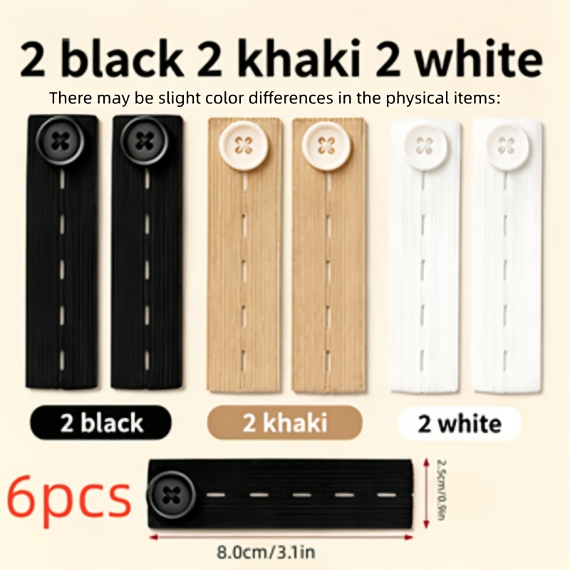 TEMU Lot de 6 boutons d'extension de ceinture à haute élasticité, boucles de tension réglables instantanées pour ceinture, rallonges d'extension de