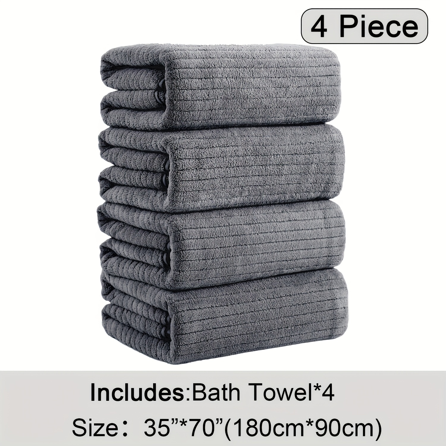 TEMU 2pcs Random Towel/ 4pcs Bath Towel Extra Large Bath Towel,, 35.4x70in - Super Absorbent Serviette De Bain Soft & With, Vibrant Colors For Gym,