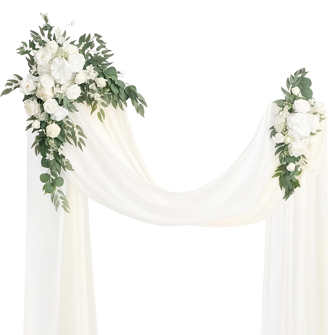 Image of Set Of 2 Artificial Flower Swags For Weddings, Decorative Floral Arrangements For Party Arches, Reception Welcome Signs, And Outdoor Garden Decor