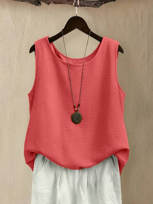 plus size plus size womens casual solid round neck sleeveless top