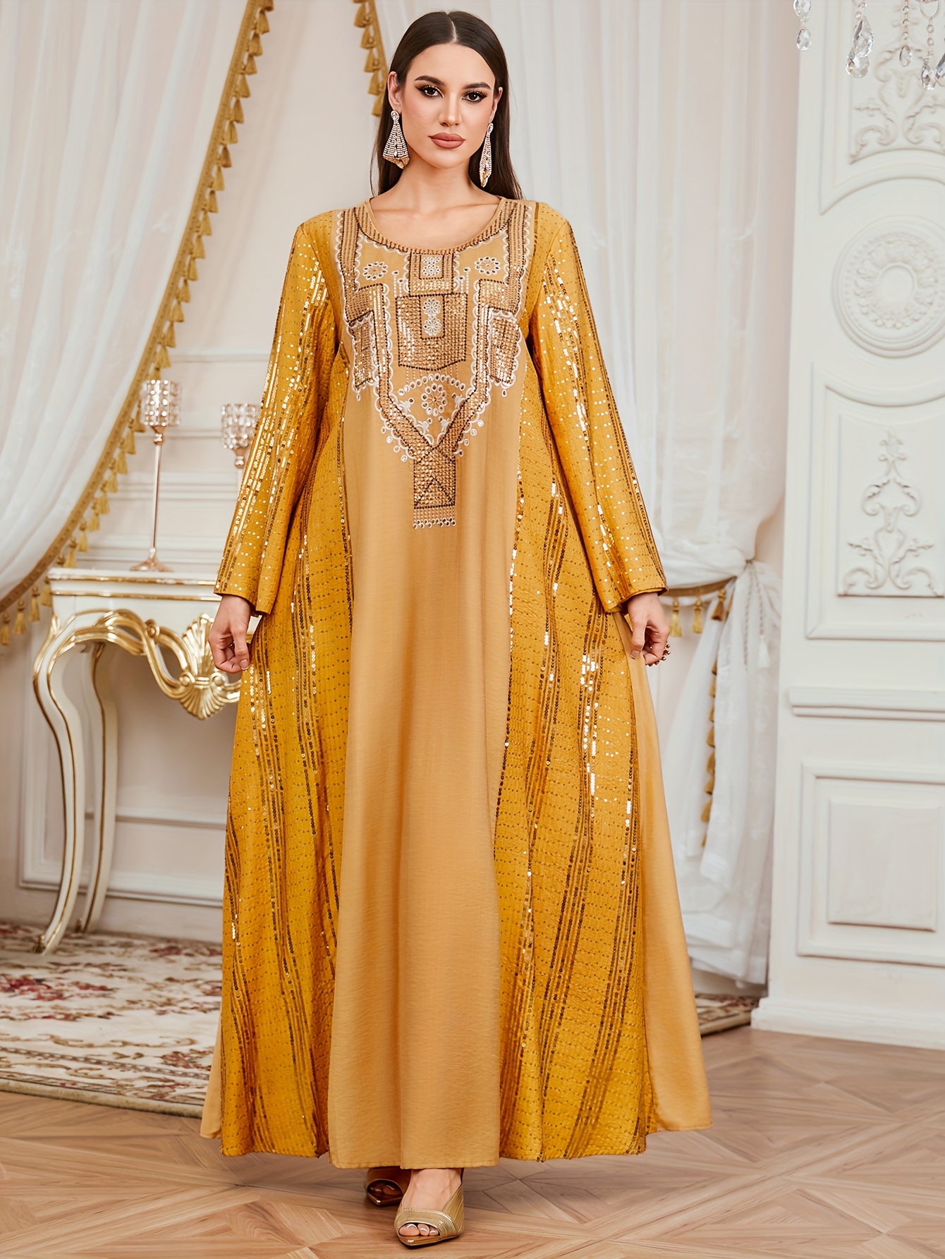 the dress that is gold and white Reaching Out Maxi Dress Gold main image 0