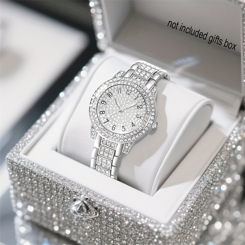 1pc Elegant And Compact Ladies' Quartz Watch, Round Alloy Dial, Sparkling Bracelet, Ideal Gift For Birthdays, Parties, , New Year's Day, Christmas, Easter, Valentine's Day, And Back-to-