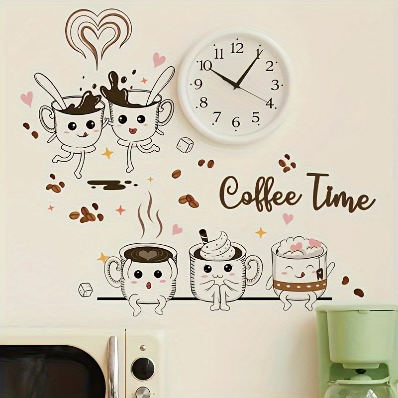 

Cup Decals - Self-adhesive Wall Decor For Home Kitchen, 1 Set Plastic Wall Art Appliques