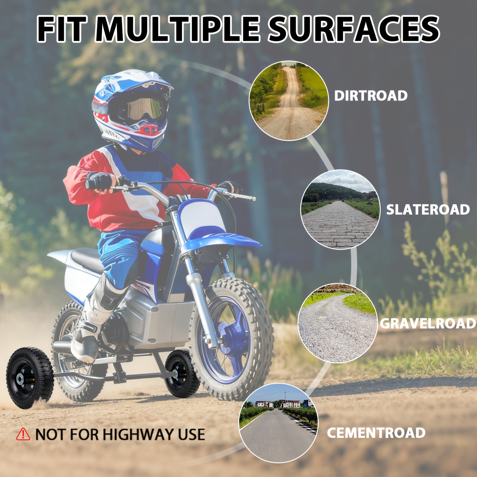   dirt bike training wheels suitable for  125 mx250 mx350 mx400 mx500 for honda crf50   z50 yamaha   ttr50   ct100u cc100u ct200u most 50cc 49cc 40    bikes with rear training wheel system tire off road