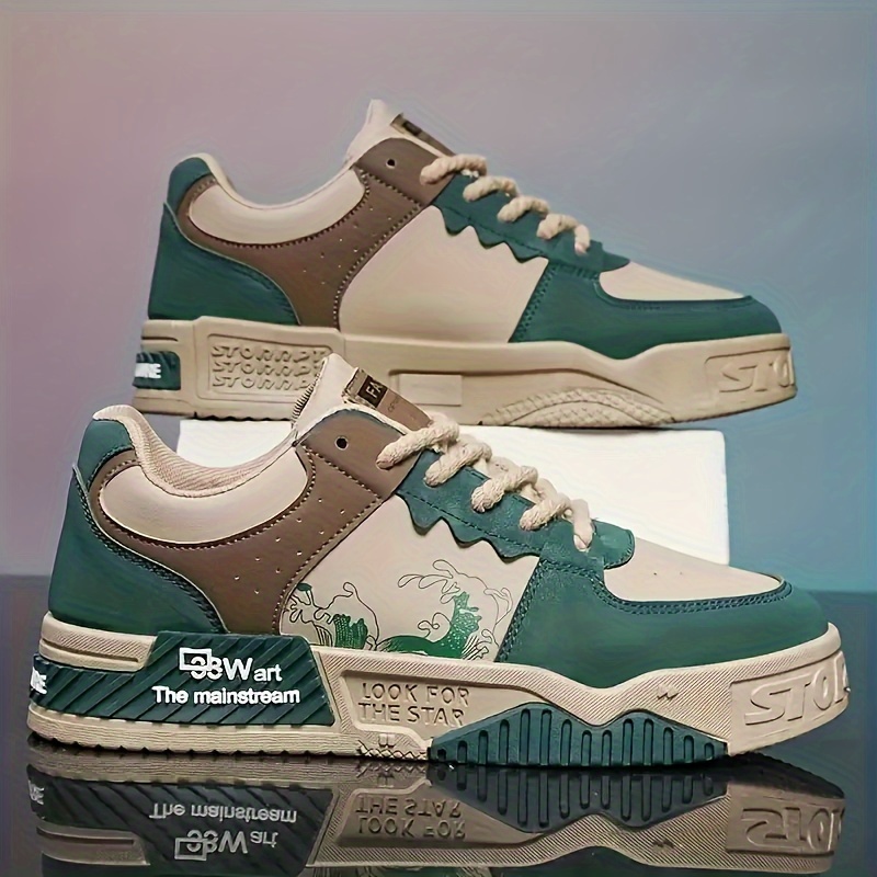 [zapatillas] Zapatos de skate bajos con cordones para hombre, zapatos casuales cómodos y duraderos para todas las estaciones, para caminar al aire libre y viajar.