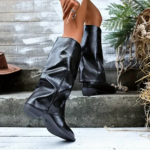 knielange reitstiefel damen verstellbaren schnallenriemen Temu