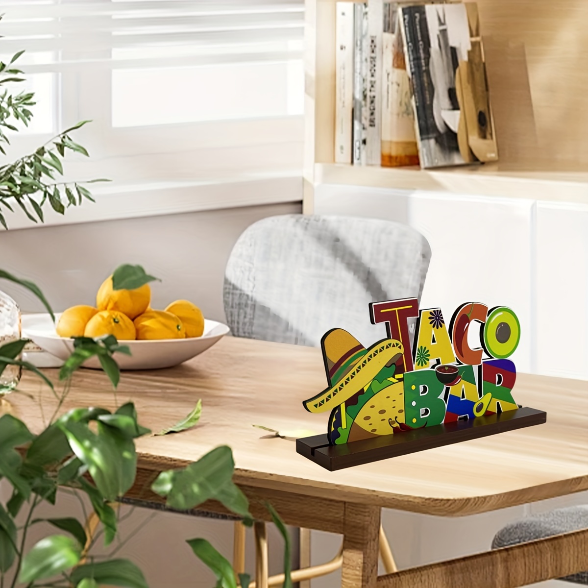 

Taco Bar Decorative Sign - Festive Wooden Centerpiece For Party Supplies, Universal Holiday Decor, Manufactured Wood, No Electricity Needed