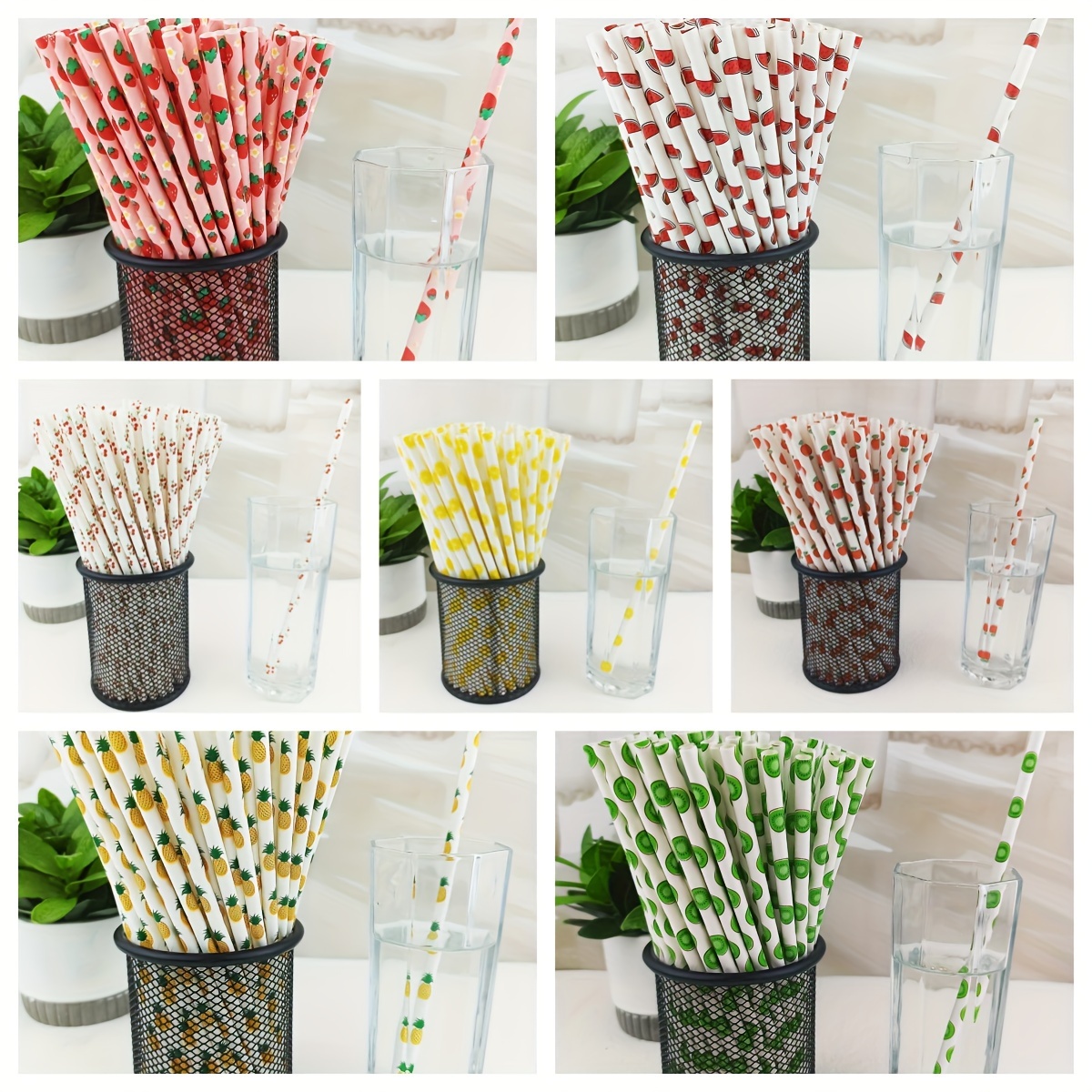 

Yaosheng Fruit-themed Disposable Paper Straws - 25/50/100 Piece, Perfect For Parties & Restaurants