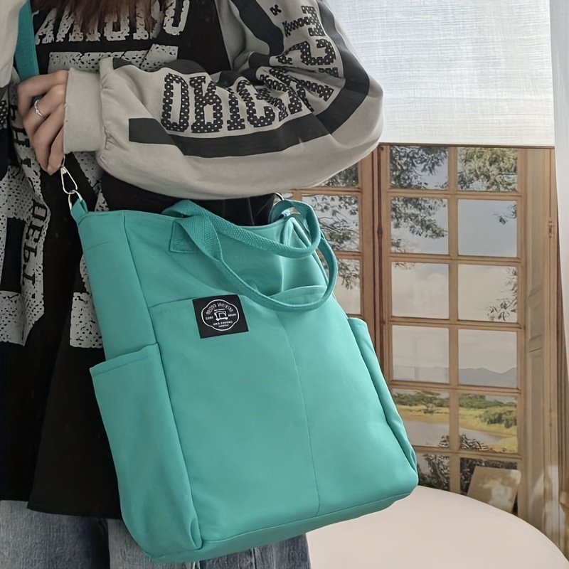 casual large capacity shoulder messenger bag solid color versatile tote bag commuter portable handbag