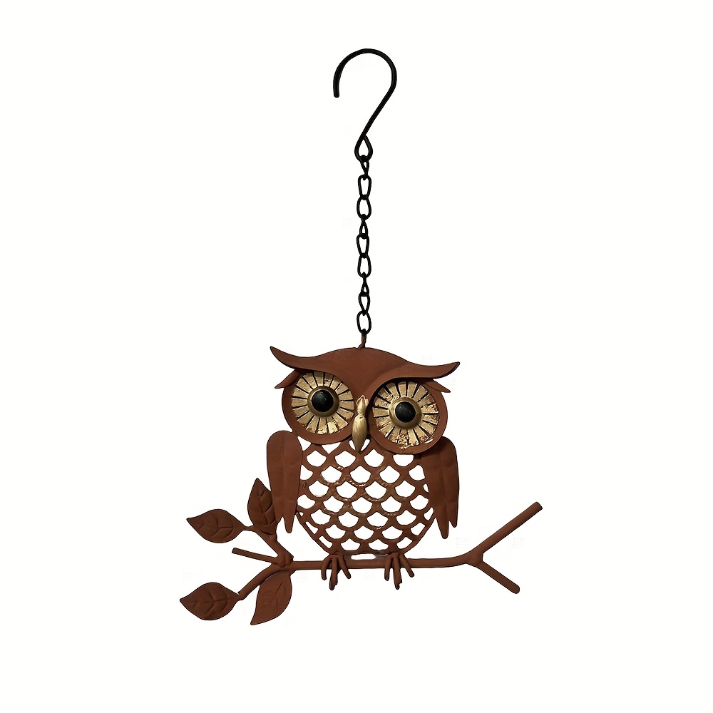 Image of 1pc Metal Owl Yard Art Decor, Owl Wall Hanging, Outdoor Hanging Decorative Art, Ornament, Gift Item