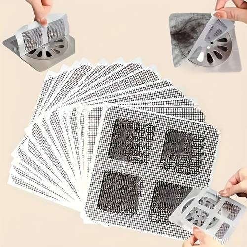 15 piezas de filtro de desagüe atrapa pelo para baño, colador de desagüe para inodoro y lavabo, cubierta autoadhesiva para desagüe de piso de cocina antiatascos y a prueba de insectos para prevenir obstrucciones e insectos, de drenaje para baño | diseño de malla cuadrada | material de malla