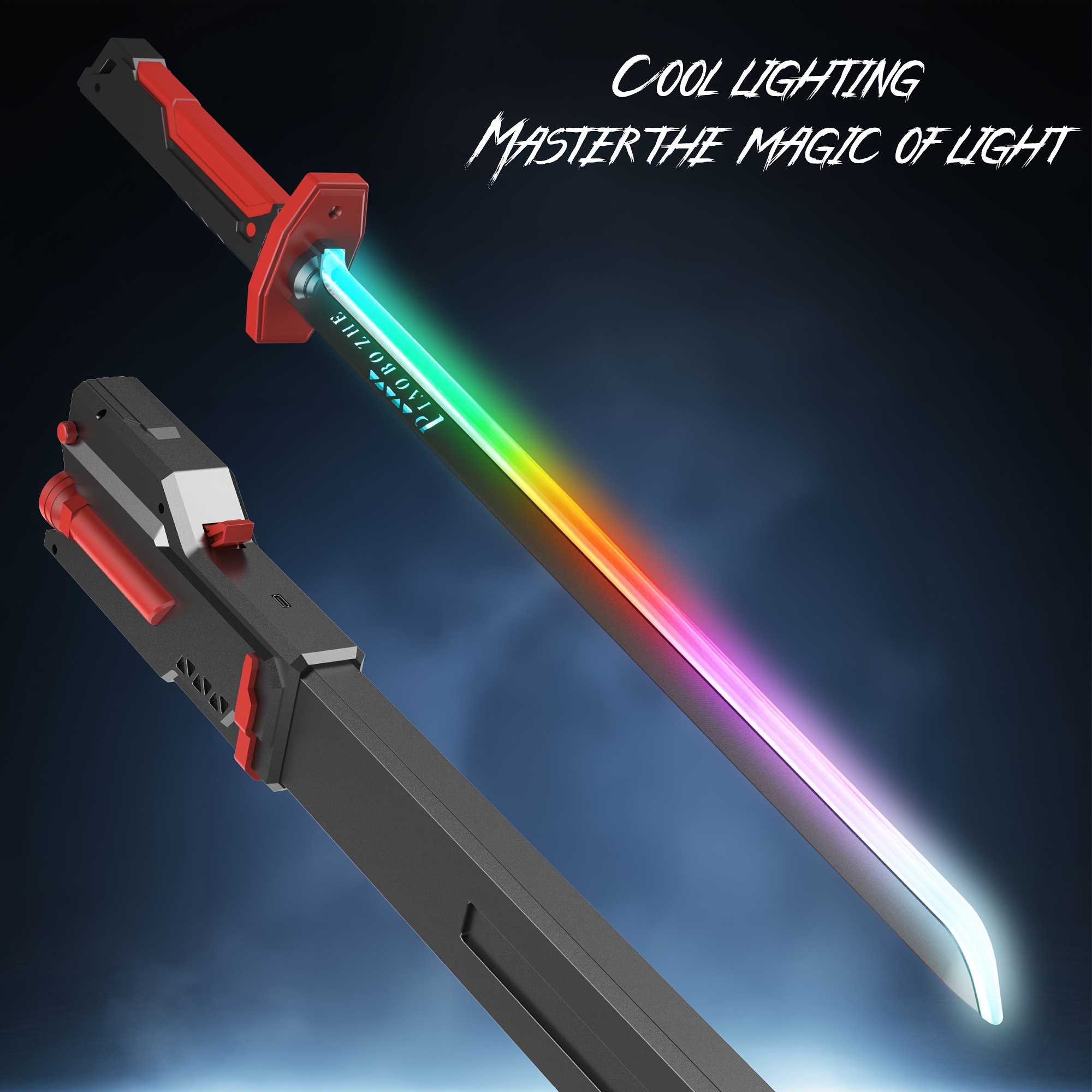 TEMU Inch Spark Knife, 8 Rgb Color Changing Led Light, With Waving Sound Effect And Ignition Spark Effect, With Atomizing Spray Effect, Cool, A