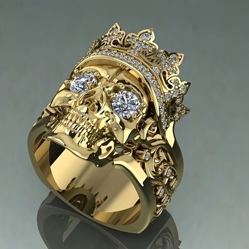 

Punk-inspired Copper Ring With Synthetic Zirconia - - Single Ring For Men