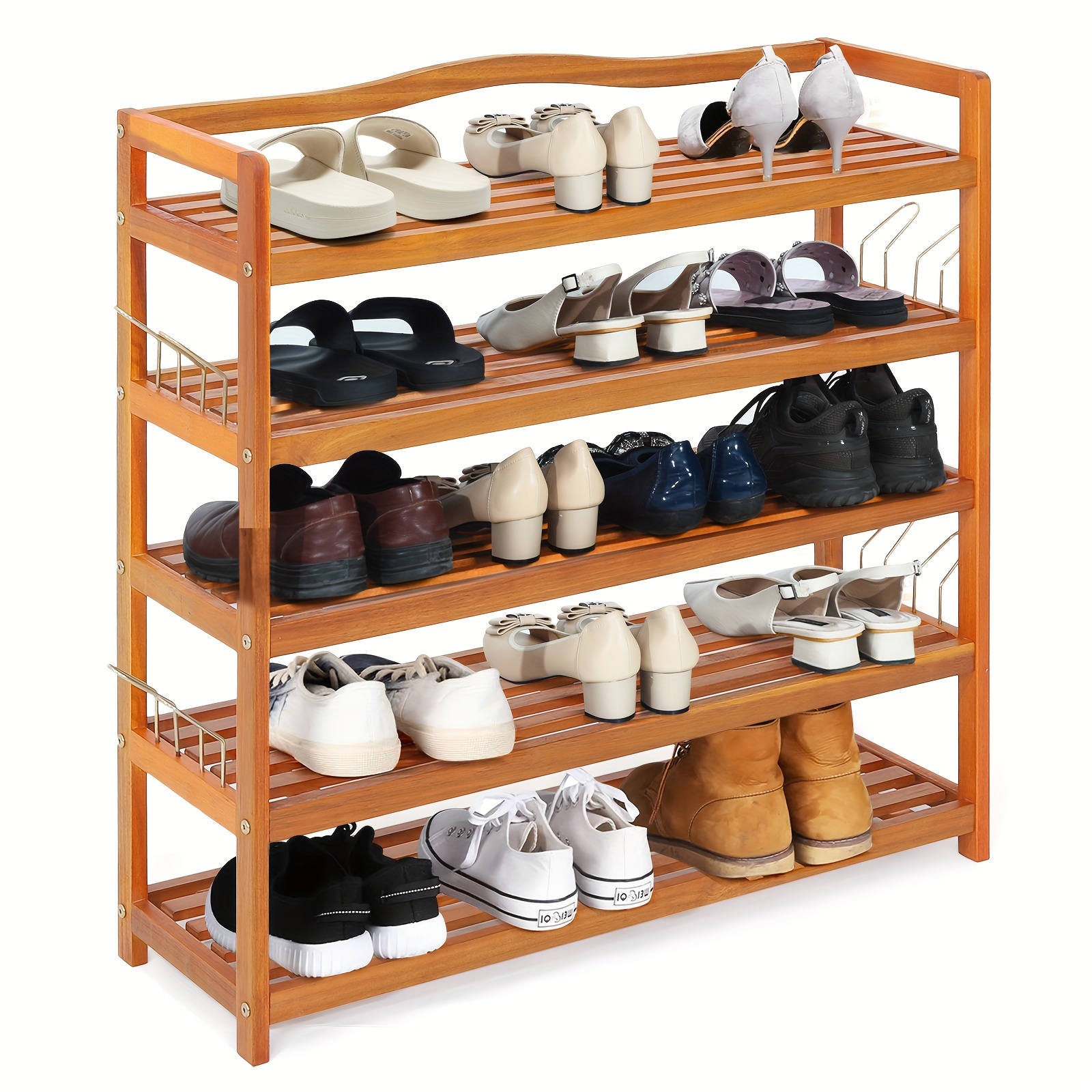 

1pc 5-tier Wood Shoe Rack, Freestanding Large Shoe Storage Shelf, Home Organizer