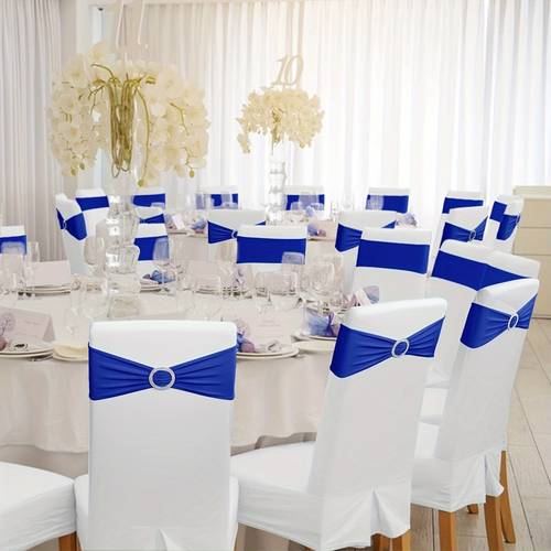 30 50 pack elastic chair sashes with bows slipcover grip polyester chair belts with all in one stretchy chair straps for wedding and banquet decor machine washable no printing