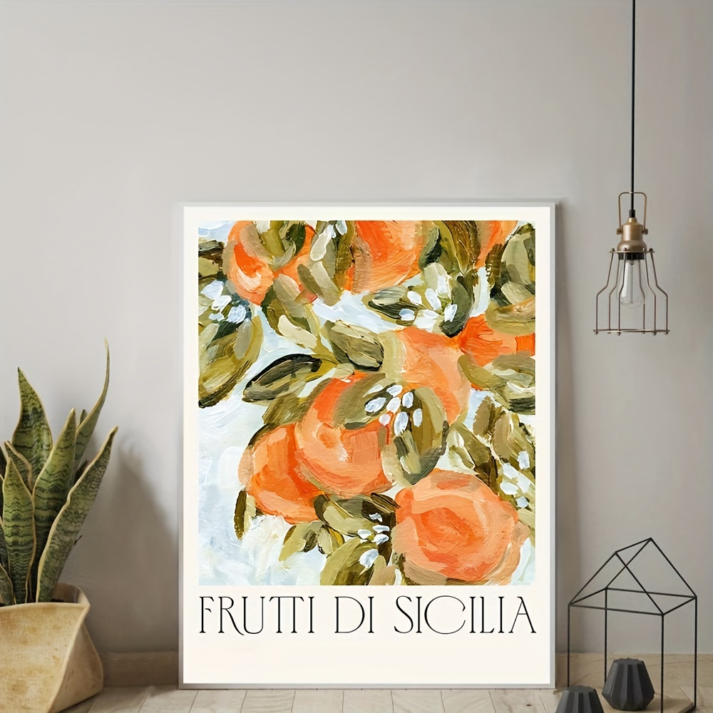 1pc unframed canvas poster abstract sicilian orange fruit painting waterproof canvas wall art artwork wall painting for gift bedroom office living room cafe bar wall decor home and dormitory decoration