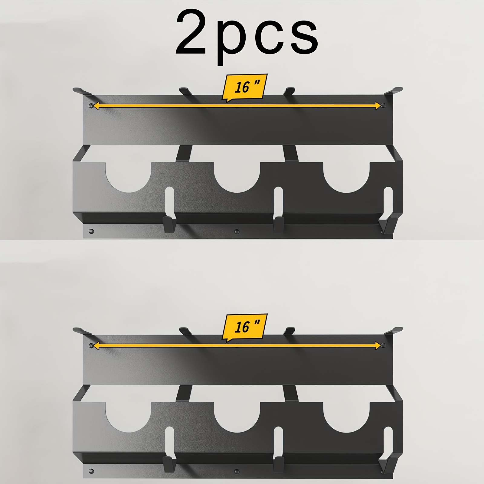 Image of 2pcs Wall Mounted Multifunctional Metal Tool Storage Rack - Suitable For Tool Storage Racks Such As Dehydration , Cutting Machines, And Polishing Machines In Garages And , Storage Racks