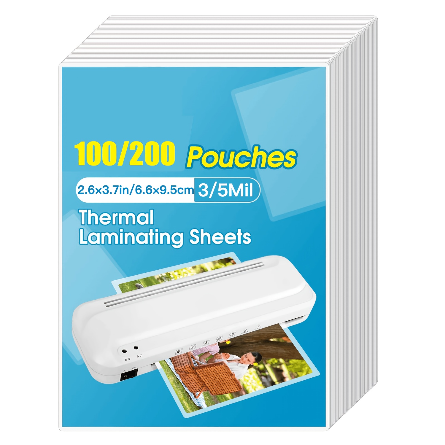 

/200pcs Pouches, Sheets, Thickness 3/5mil, 2.6 X 3.7 Inches (6..5cm), Clear Plastic Paper Laminator Sheets, Business Cards, Photos & Notes, Compatible With All