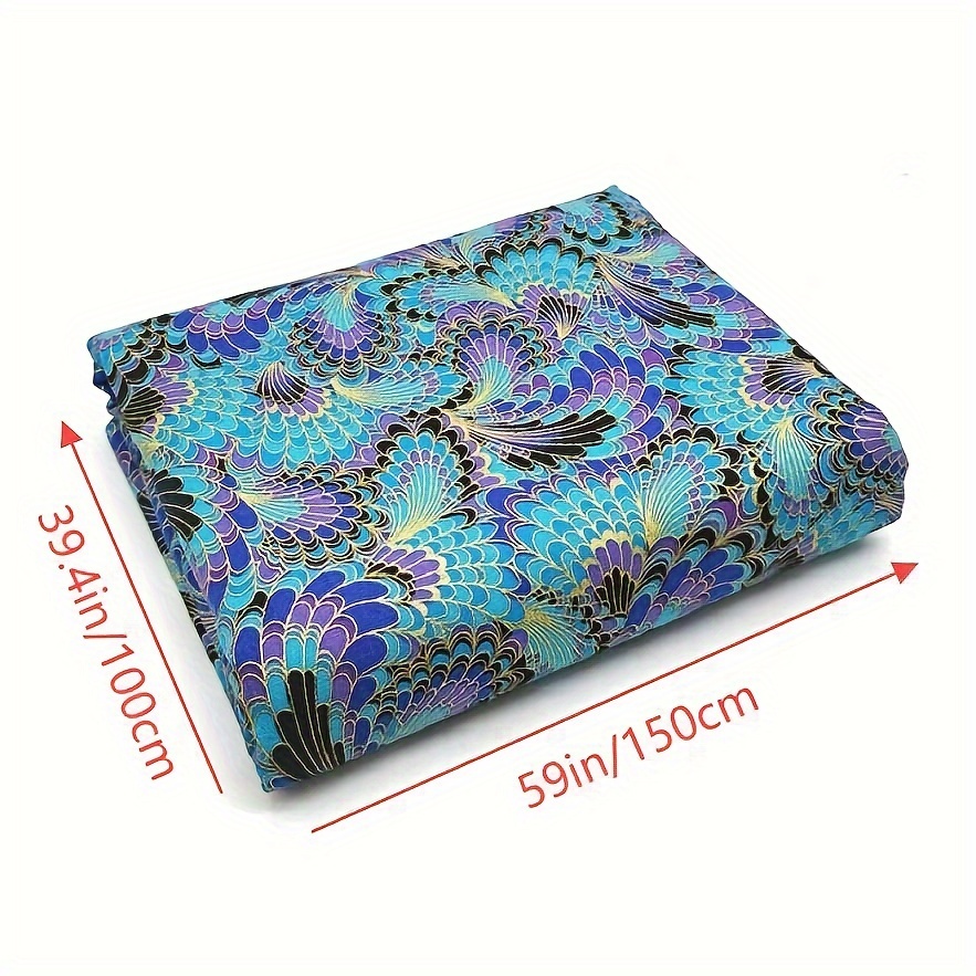 Image of 1pc Wide 59in/150cm Peacock Phoenix Tail Cloud Pattern Cotton With , Thickened Pure Cotton, Suitable For Diy Pillowcases, Bedding, Home Curtains, Tablecloths, Bags, And Mask Pouches