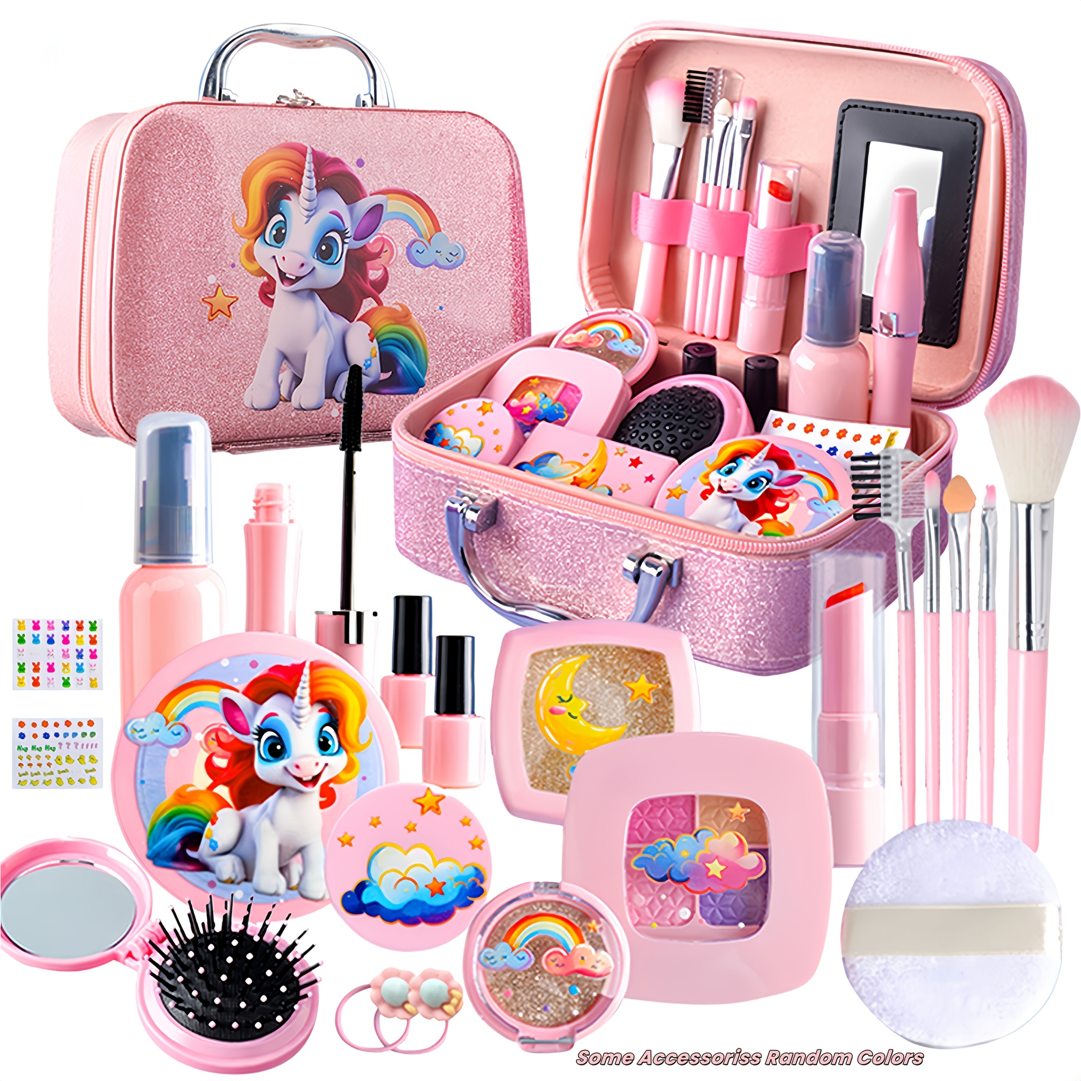 15 16 22pcs unicorn fish tail cosmetic set   pretend play gift for boys and girls with portable storage box a cute present