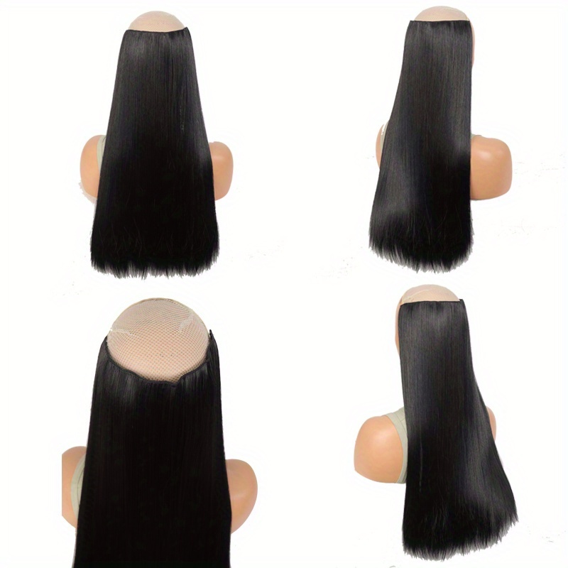 5 card straight hair clip in extensions natural black high quality synthetic hair for women easy to style blend   everyday or special occasions hair wigs versatile hairpiece sleek hairpiece heatresistant hair details 3