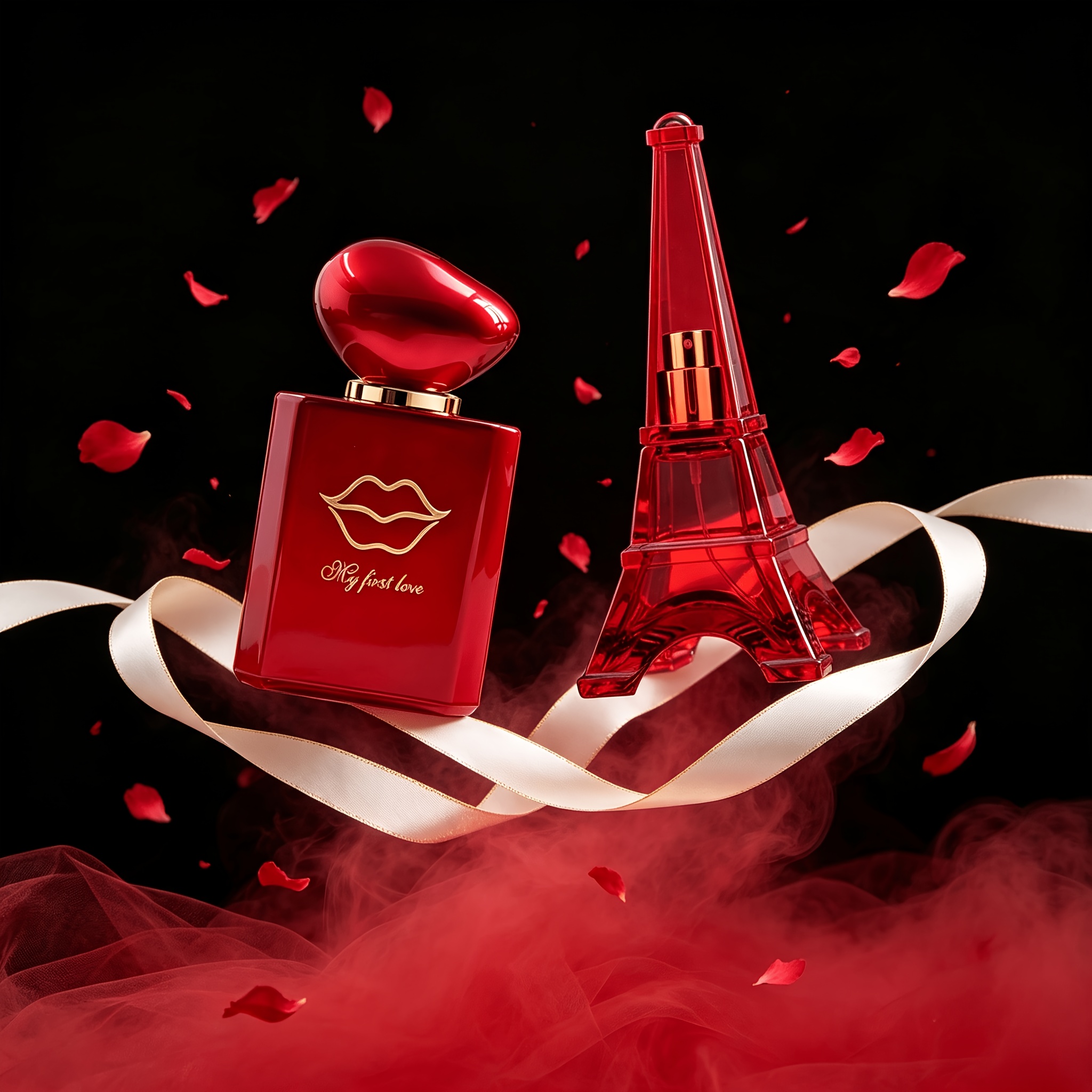 Image of 2pcs Paris First Kiss Perfume Gift Set | & Lip-shape Vials, Long-lasting Scent. Luxury Dupe Niche Fragrance, Perfect For Workplace Women & Holiday Gifting.