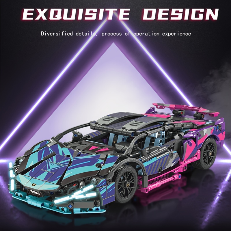 

1280-piece Cyberpunk Purple Cool 1:14 Scale Sports Car Building Blocks Set - Medium Difficulty, Diy 3d Assembly Model Kit, Perfect For Collectors & Gift Idea (static Version)