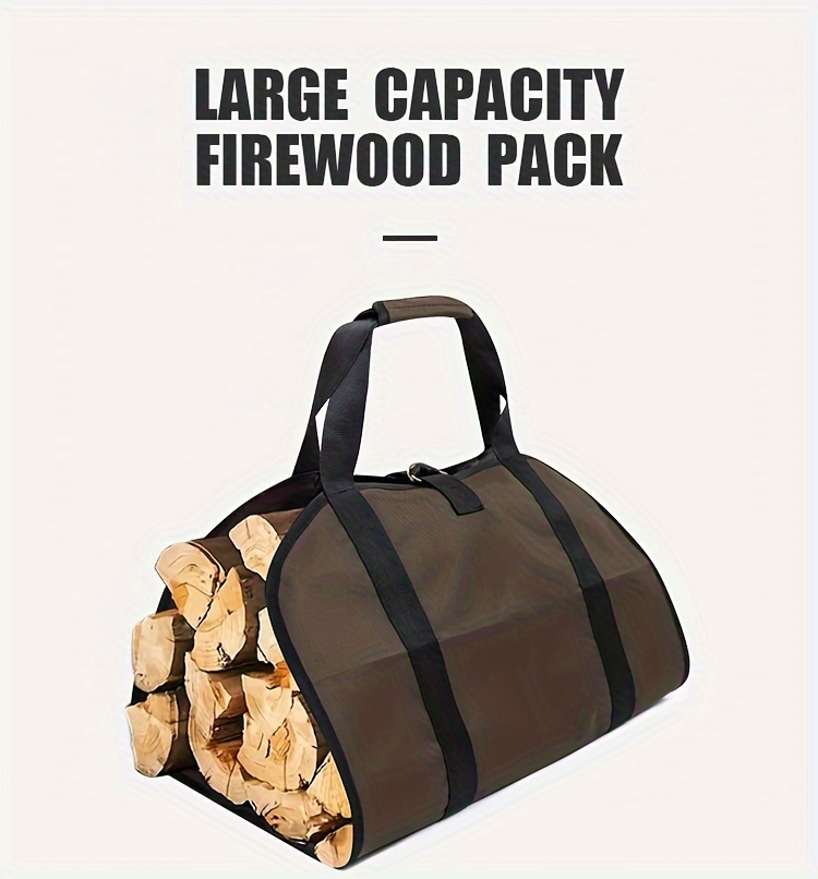   heavy duty firewood carrier bag 37 x20 waxed canvas tote for outdoor camping   pvc material details 2