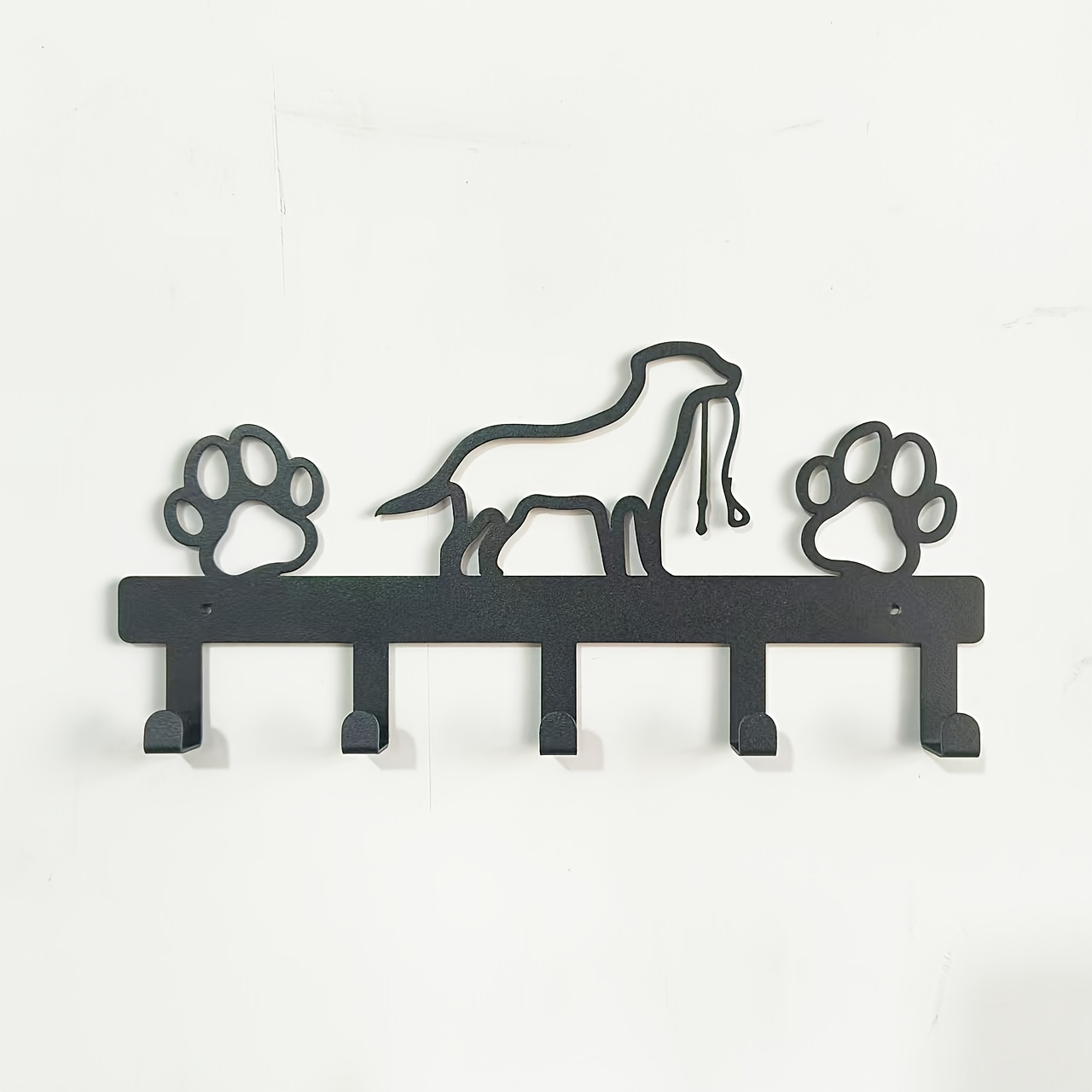 TEMU Home Decoration Pendant, Storage Hook, Multi-functional Wrought Iron Paw Pet Dog Clothes Hanger Collar 5 Hooks Leash Wall-mounted Storage Rack,