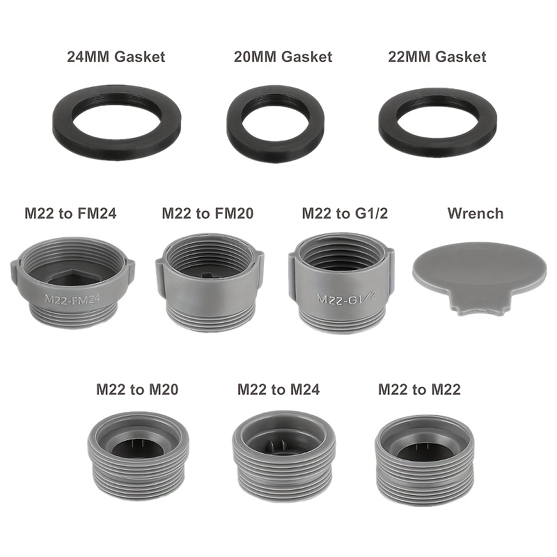 Image of 6pcs Faucet Aerator Adapter Kit, Universal Male & Female Sink Faucet Connector Kit, Threaded Conversion Adapters, Threaded Conversion Adapters, With Wrench And Gaskets, Best For Christmas